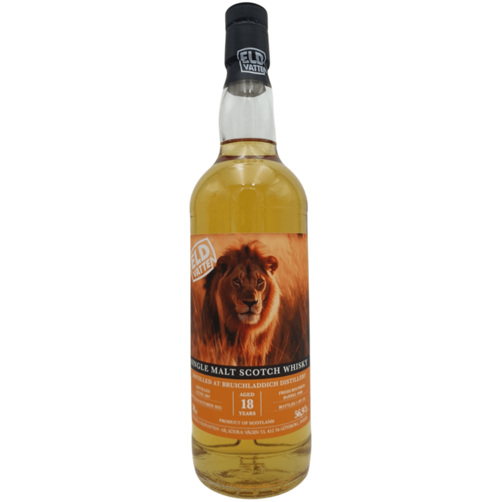 Bruichladdich 18 Years Old 2007 Wildlife: Lion Eld Vatten