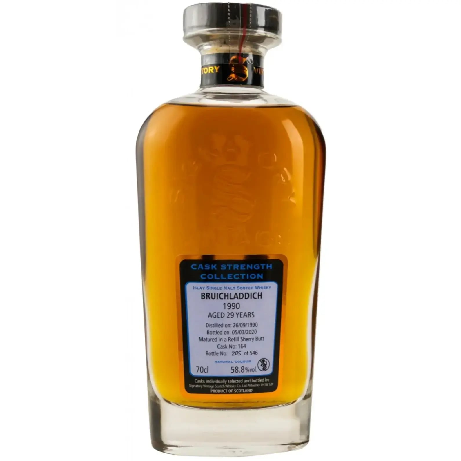 Bruichladdich 29 Years Old 1990 Cask Strength Collection Singatory Vintage 164