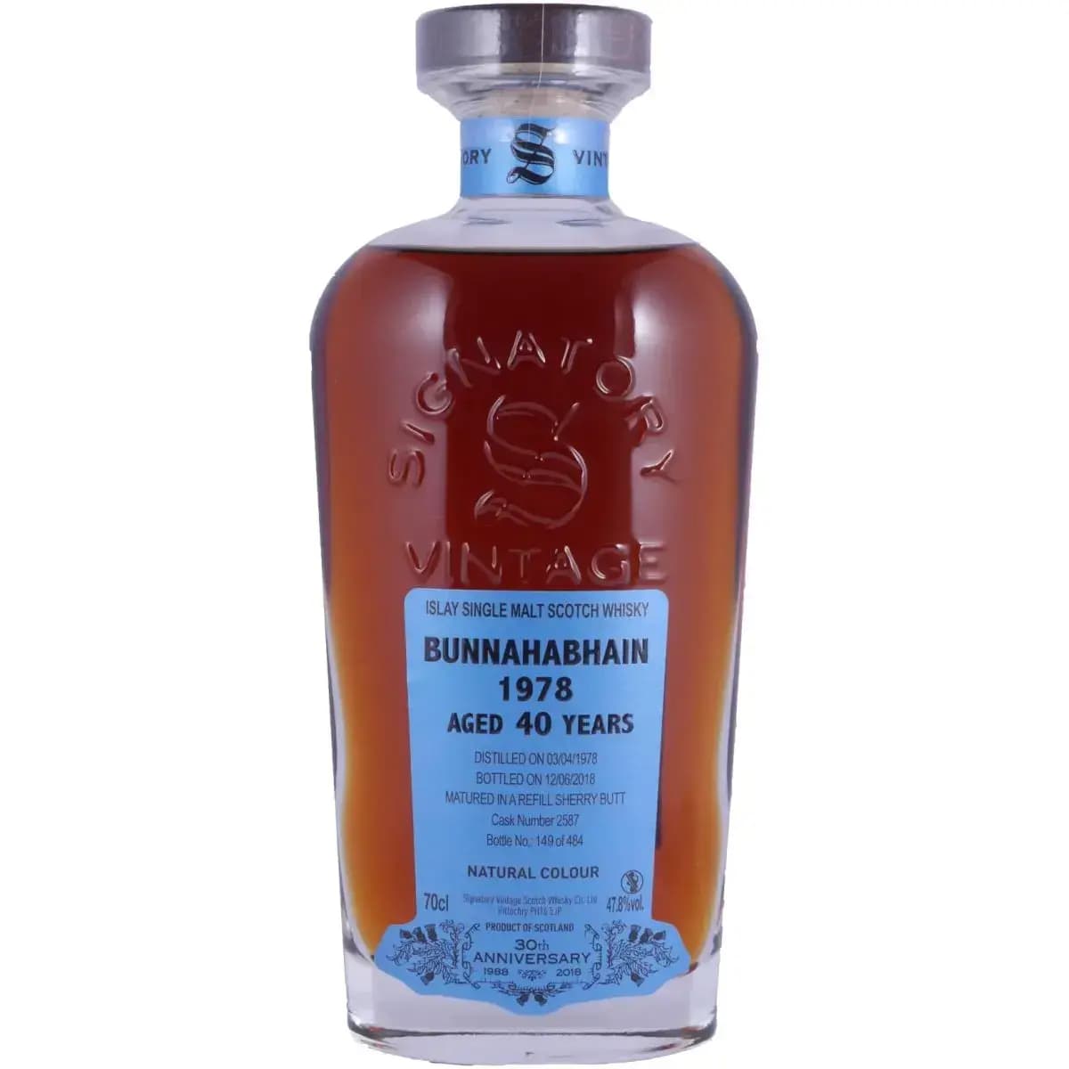 Bunnahabhain 40 Years Old 1978 30th Anniversary + 2 Gläser Signatory Vintage 2587