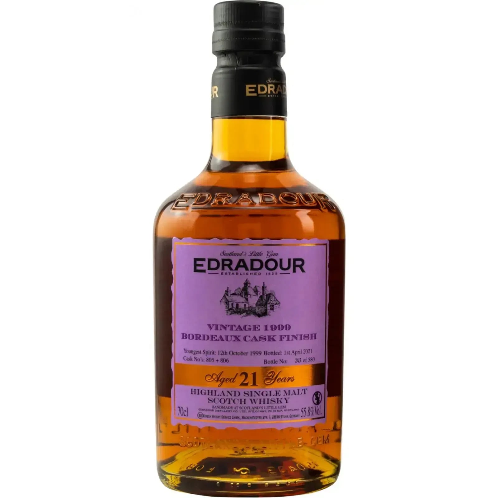 Edradour 21 Years Old 1999 Vintage Bordeaux Cask Finish 805+806