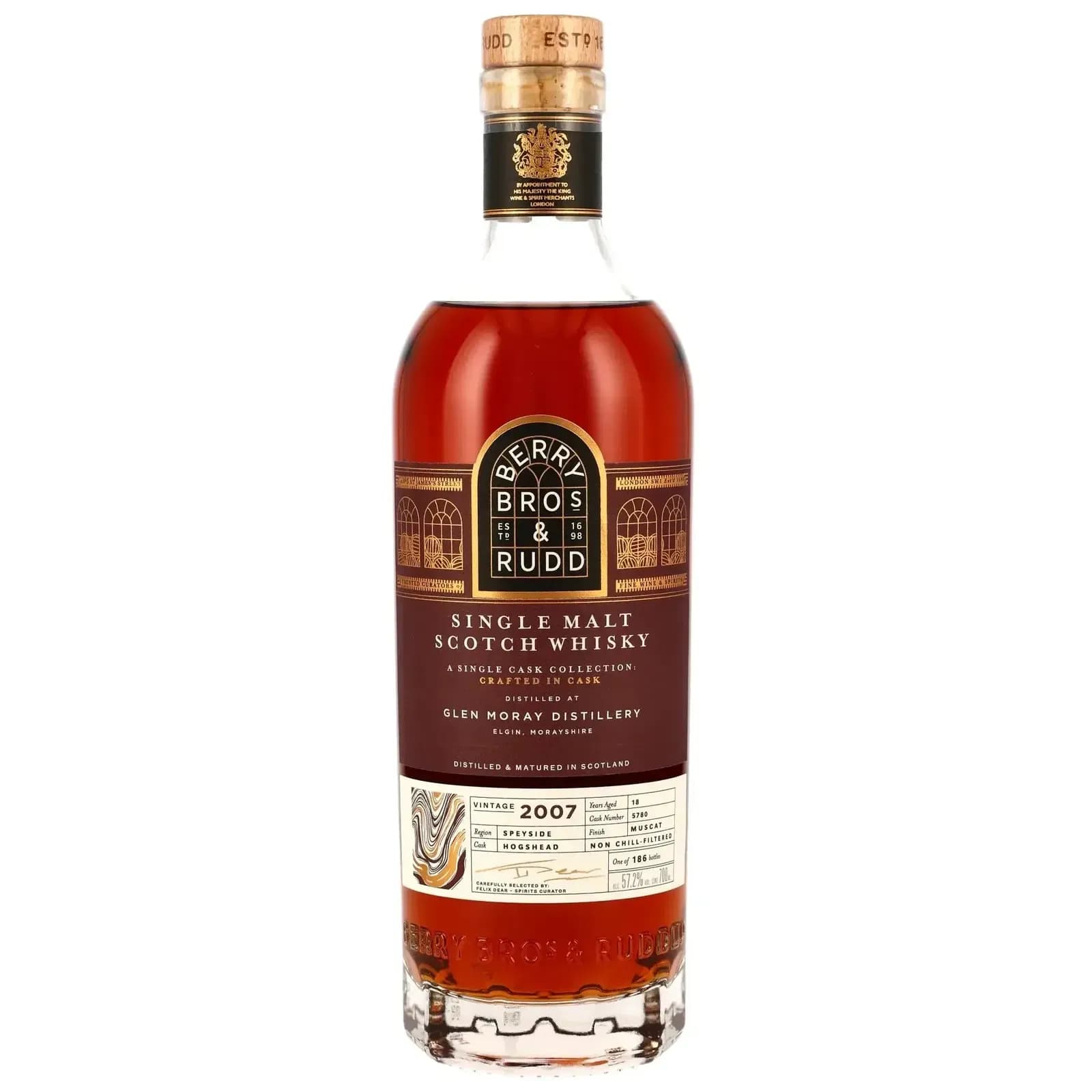 Glen Moray 18 Years Old 2007 A Single Cask Collection Crafted in Cask Berry Bros & Rudd 5780