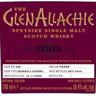 Glenallachie 10 Years Old 2008 Single Cask Cask Nr.583