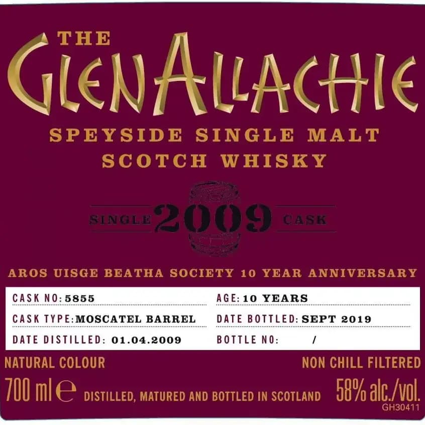 Glenallachie 10 Years Old 2009 Single Cask Cask Nr.5855