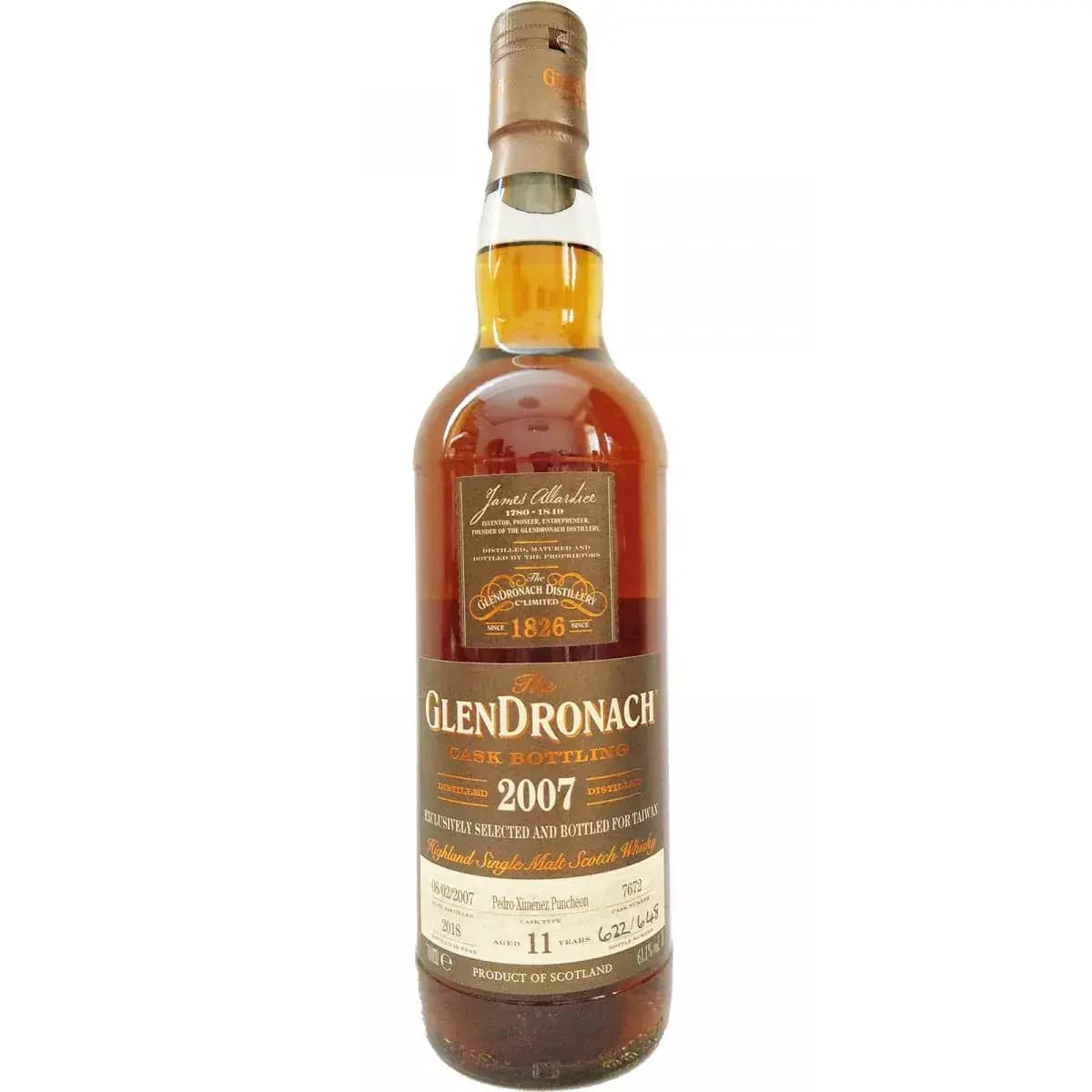 Glendronach 11 Years Old 2007 Cask Bottling Nr.7672