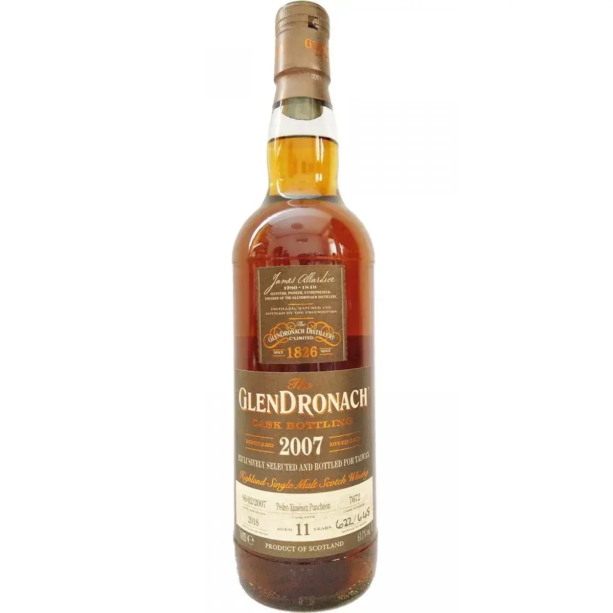 Glendronach 11 Years Old 2007 Cask Bottling Nr.7672