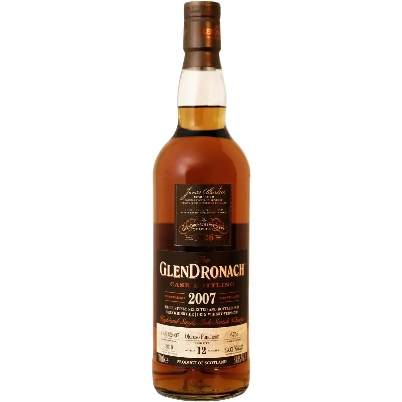Glendronach 12 Years Old 2007 Cask Bottling Nr.6756