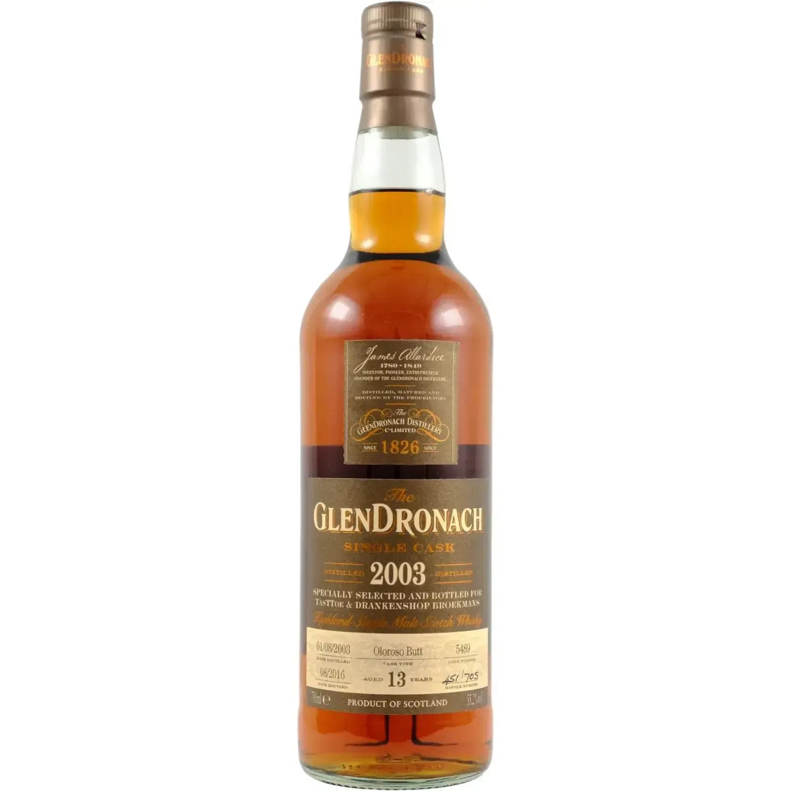 Glendronach 13 Years Old 2003 Single Cask Nr.5489