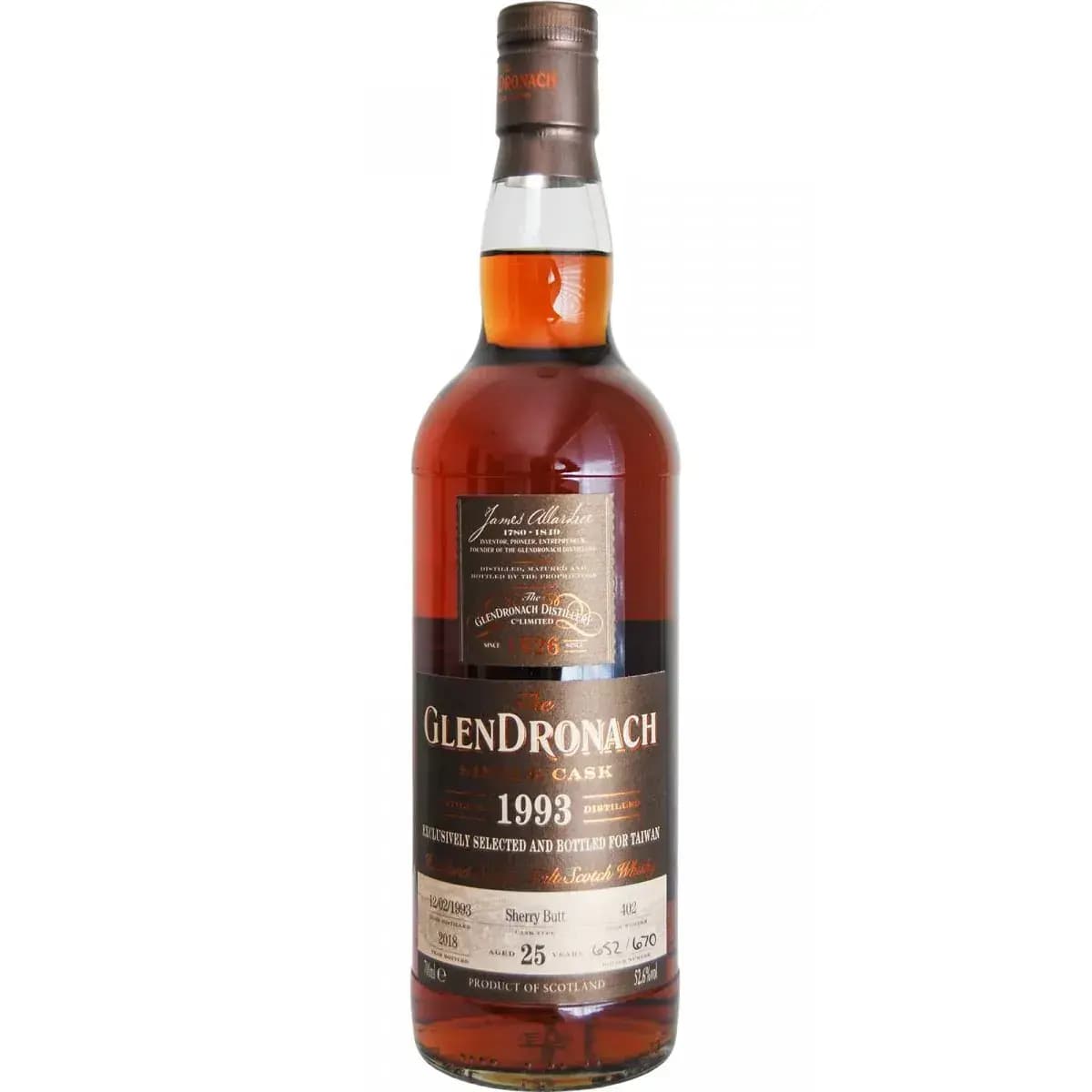 Glendronach 25 Years Old 1993 Single Cask Nr.402