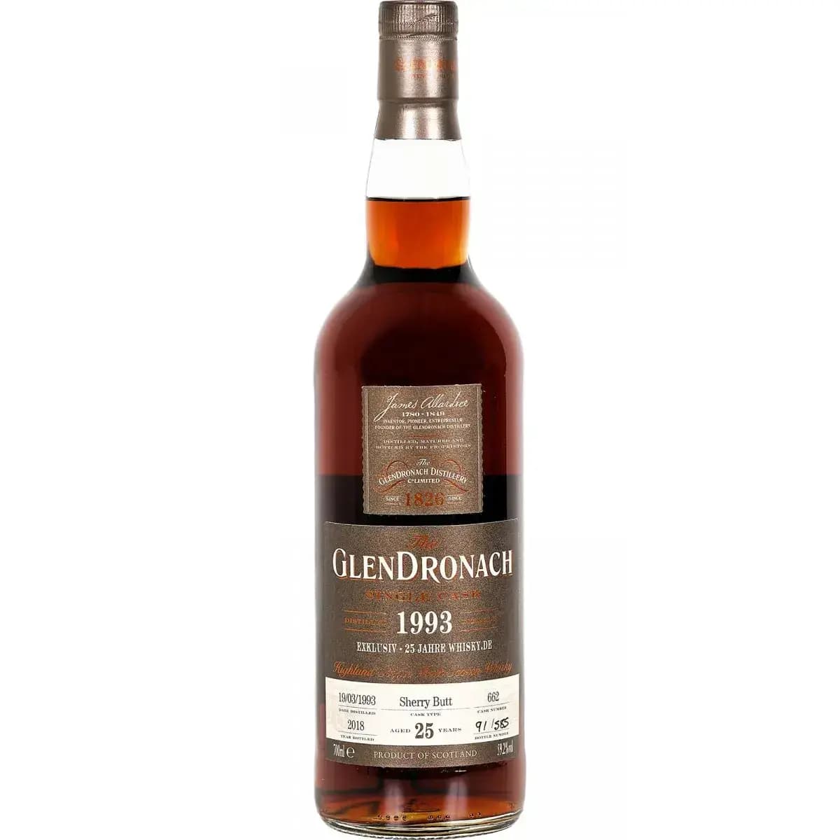 Glendronach 25 Years Old 1993 Single Cask Nr.662