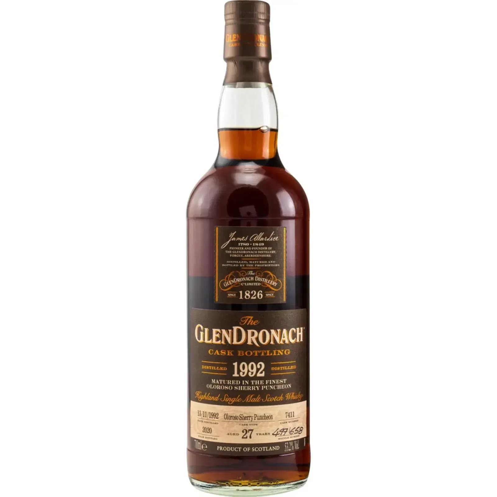 Glendronach 27 Years Old 1992 Cask Bottling - Batch 18 Cask Nr.7411
