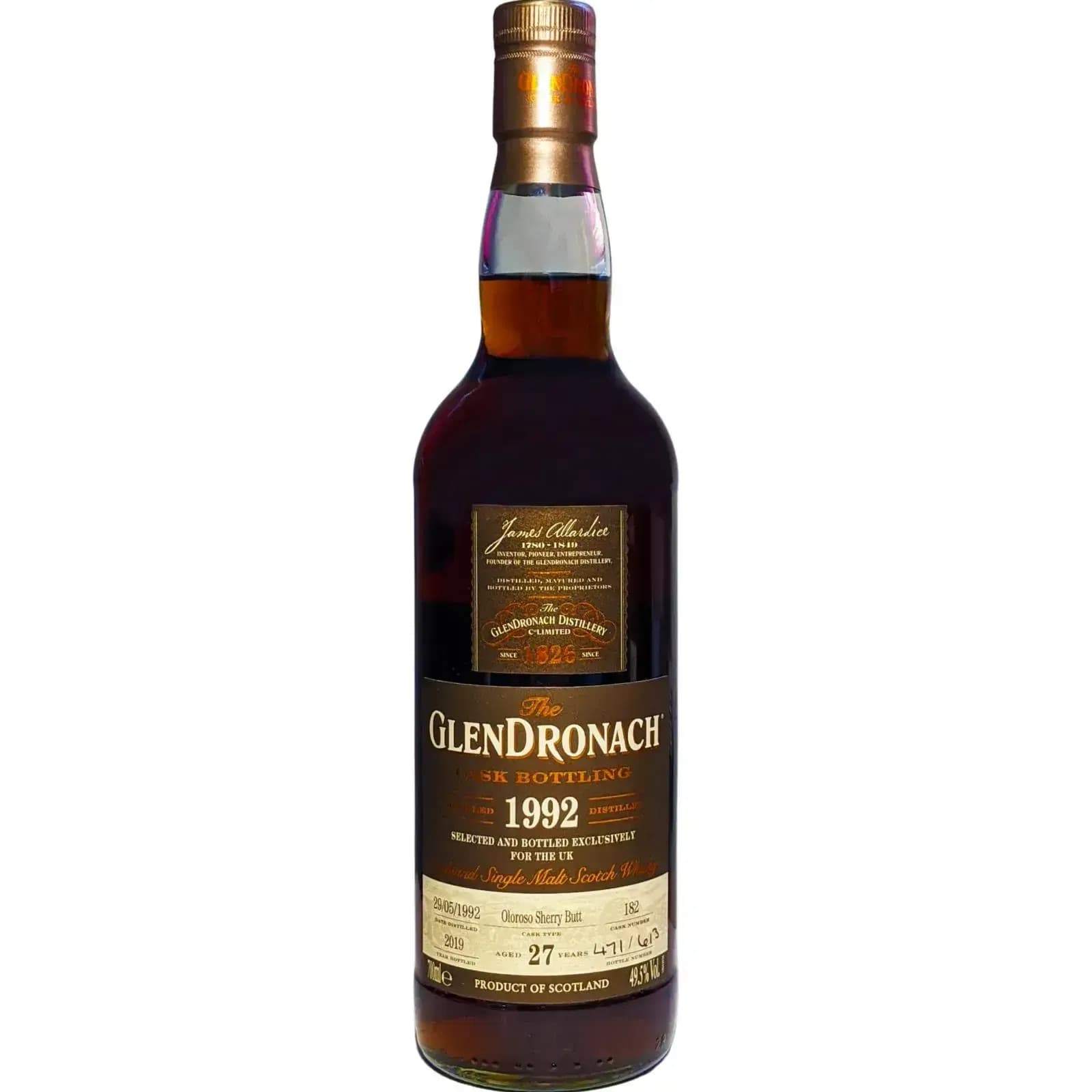 Glendronach 27 Years Old 1992 Cask Bottling Nr.182