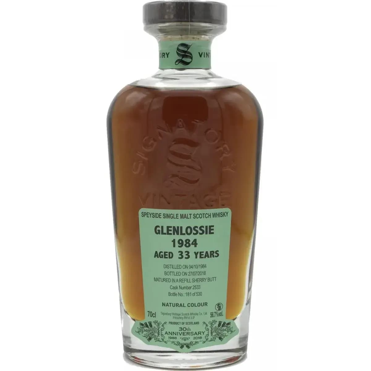Glenlossie 33 Years Old 1984 30th Anniversary + 2 Gläser Signatory Vintage 2533