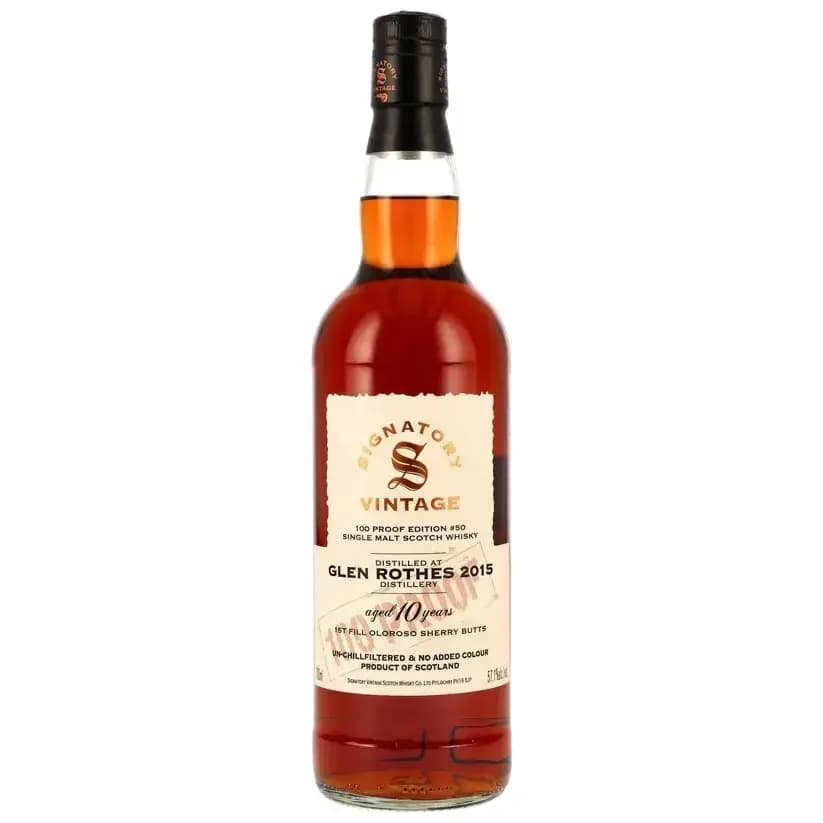Glenrothes 10 Years Old 2015 100 Proof Edition 50 Signatory Vintage