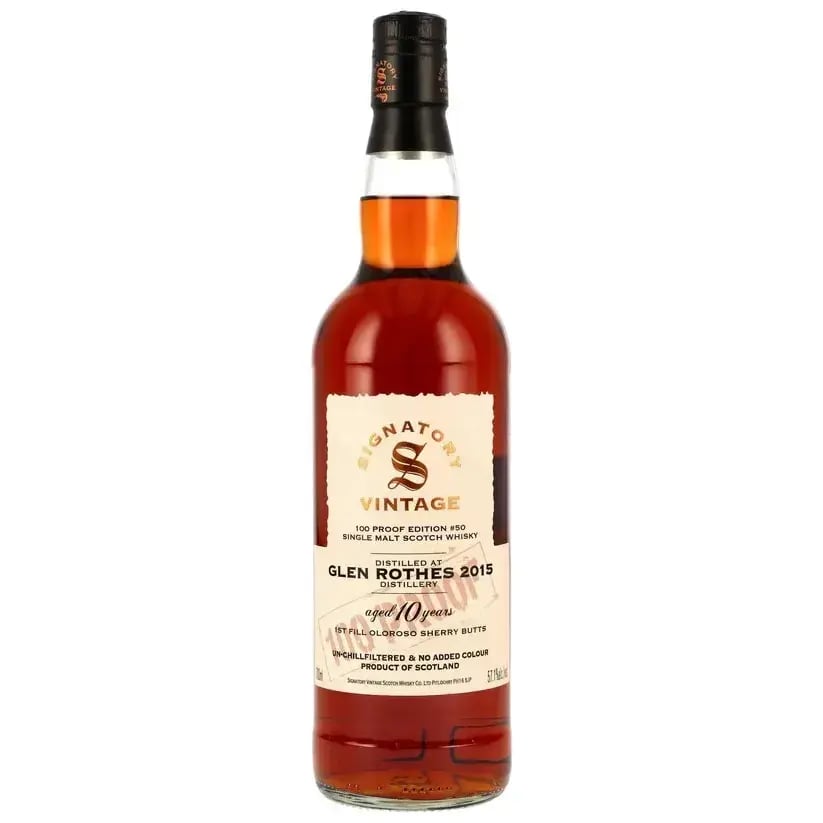 Glenrothes 10 Years Old 2015 100 Proof Edition 50 Signatory Vintage