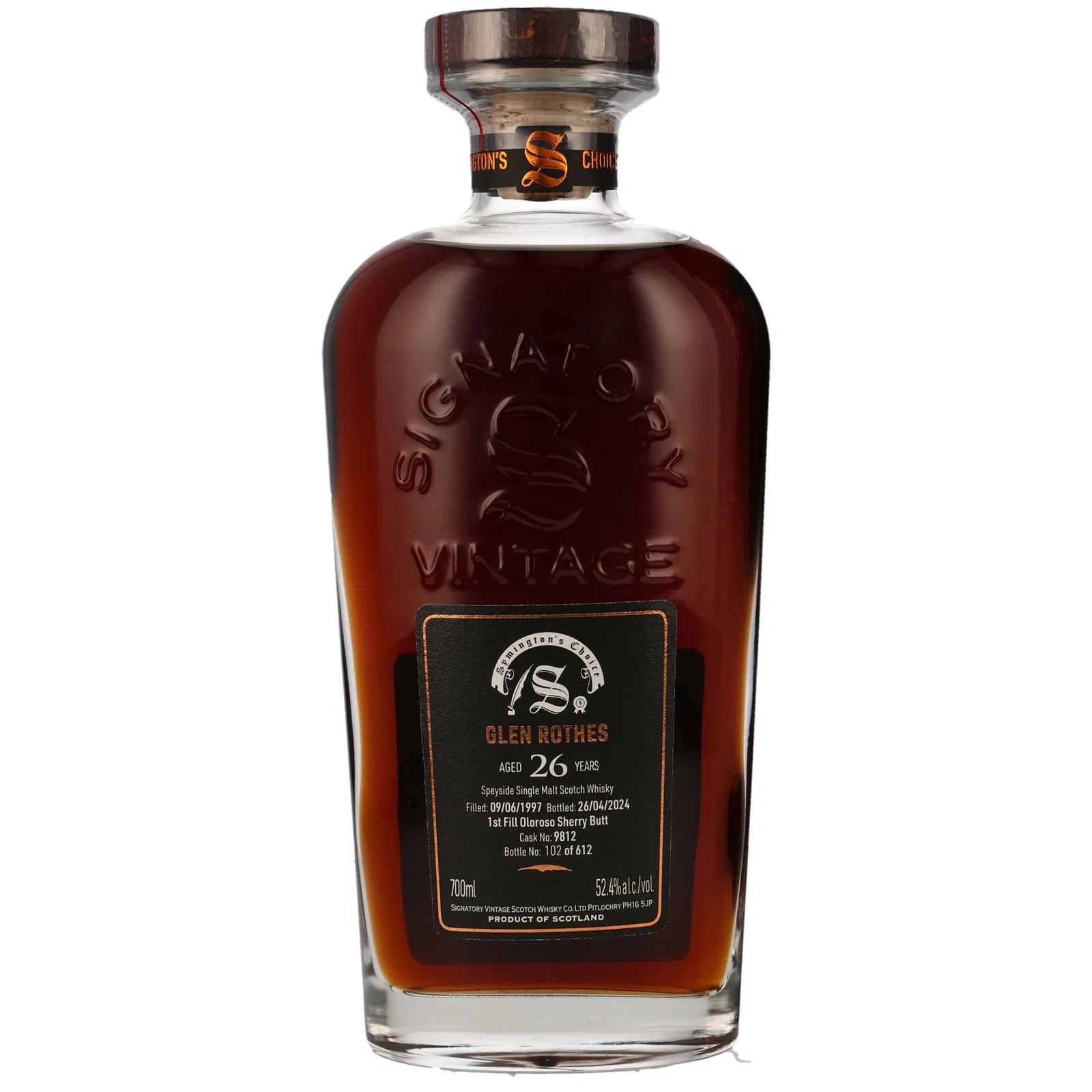 Glenrothes 26 Years Old 1997 First Fill Oloroso Sherry Butt Cask Signatory Vintage 9812