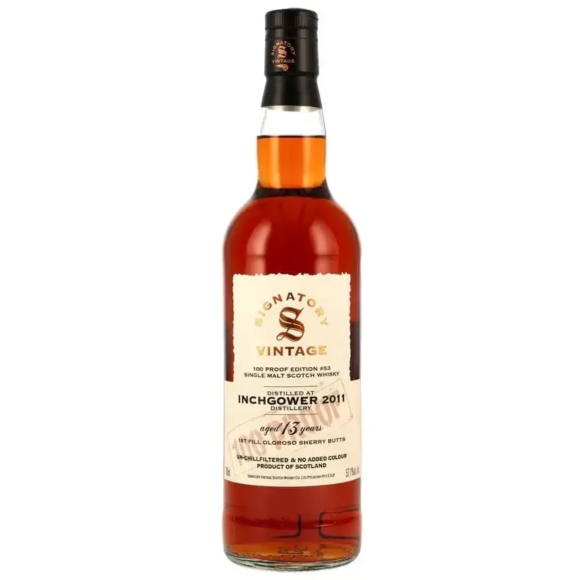 Inchgower 13 Years Old 2011 100 Proof Edition 53 Signatory Vintage
