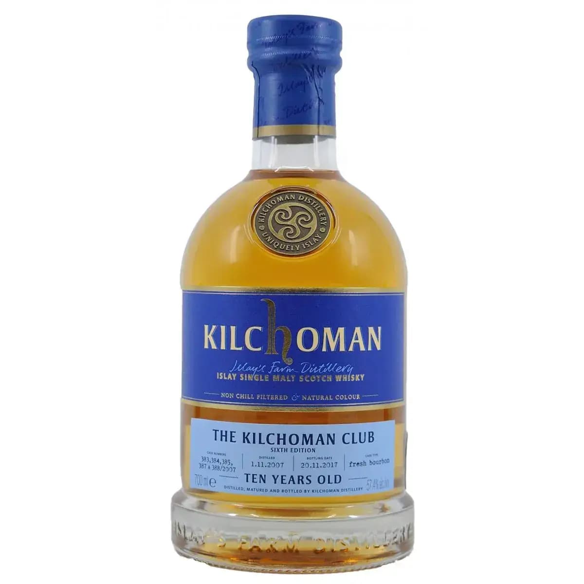 Kilchoman 10 Years Old 2007 The Kilchoman Club - 6Th Edition Nr.383 - 385, 387, 388