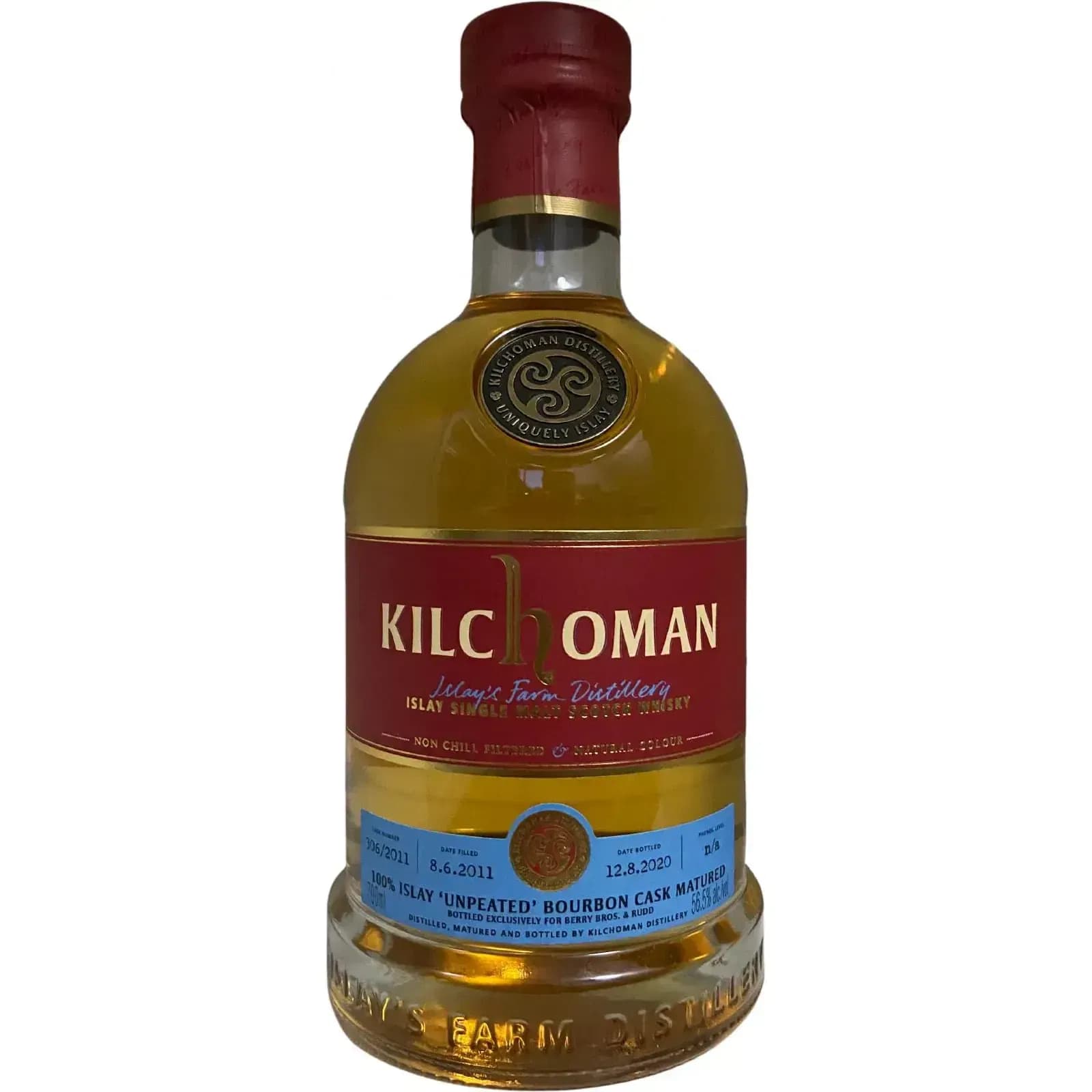 Kilchoman 2011 100% Islay 'Unpeated' Bourbon Cask Matured Cask Nr.306/2011