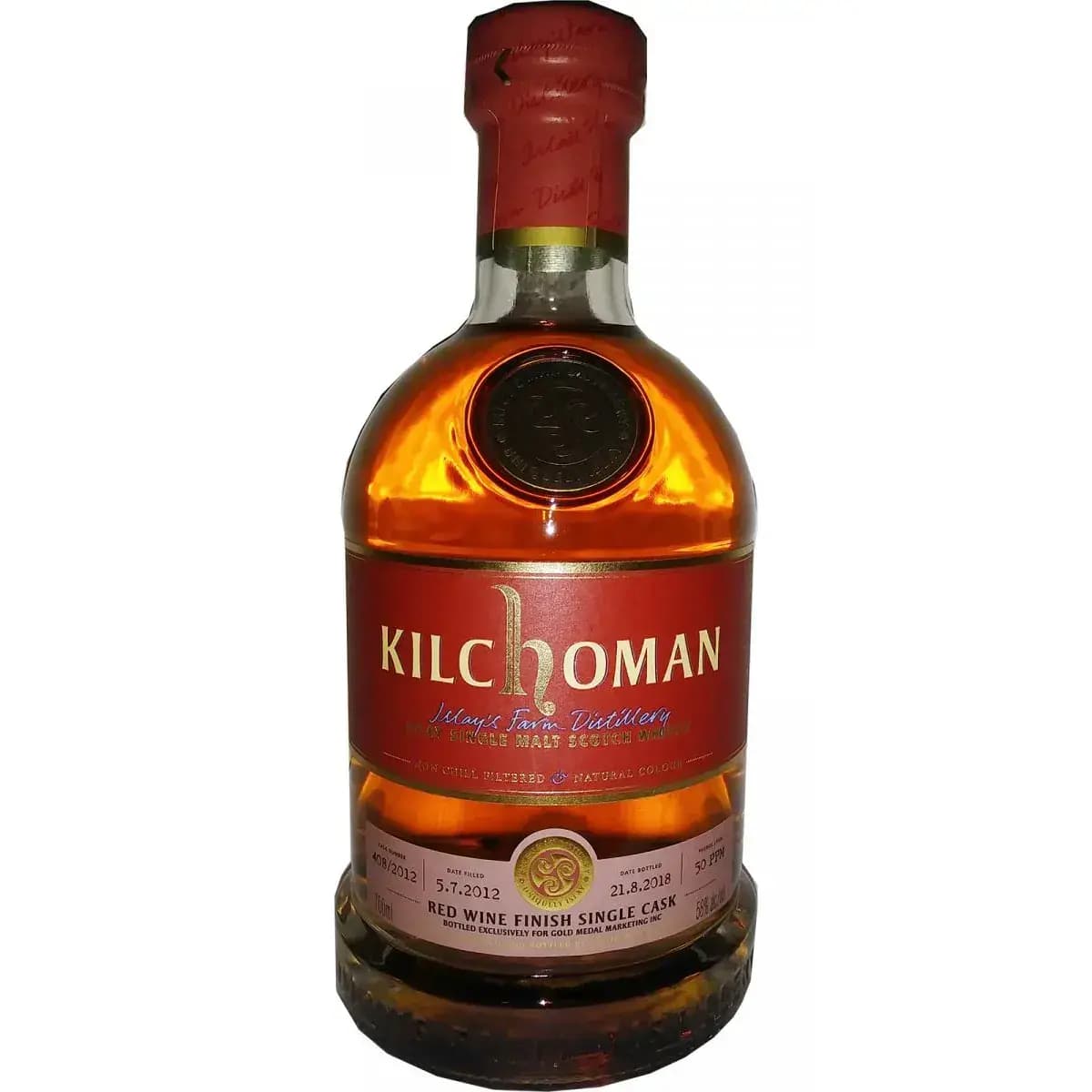 Kilchoman 2012 Red Wine Finish Single Cask Nr.408/2012
