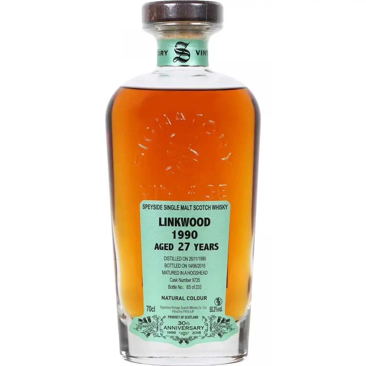 Linkwood 27 Years Old 1990 30th Anniversary + 2 Gläser Signatory Vintage 9735