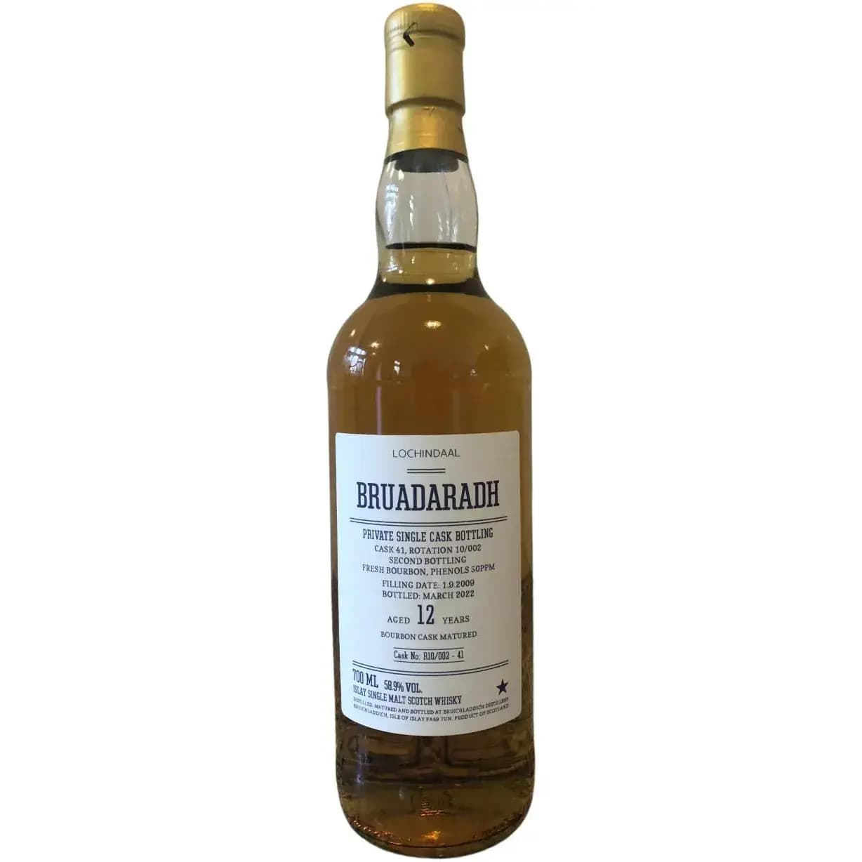 Lochindaal 12 Years Old 2009 Bruadaradh Cask Nr.R10/002.41