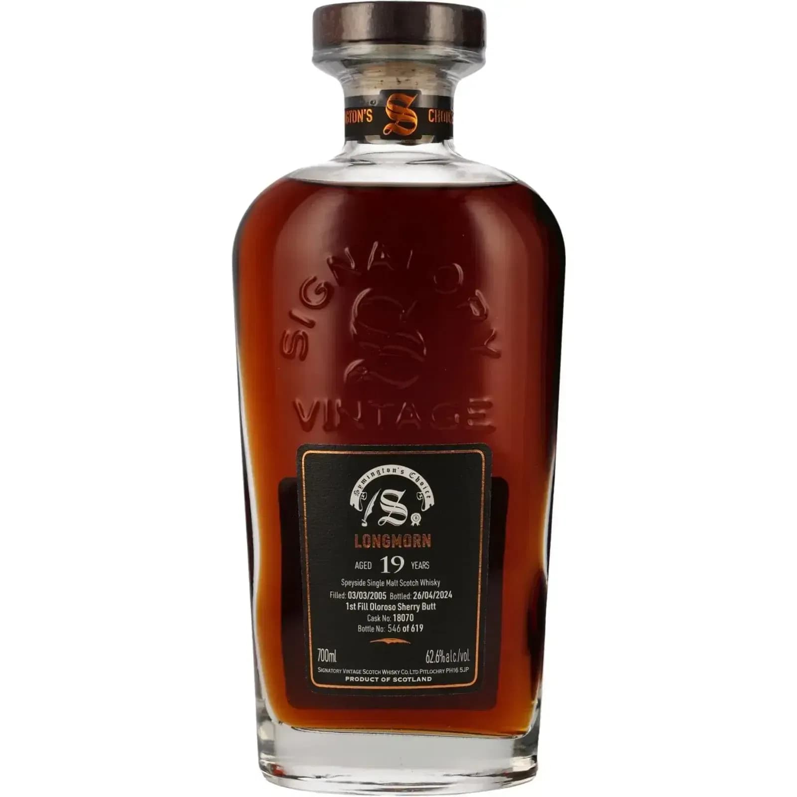 Longmorn 19 Years Old 2005 Cask Strength Collection Symington’s Choice Signatory Vintage 18070