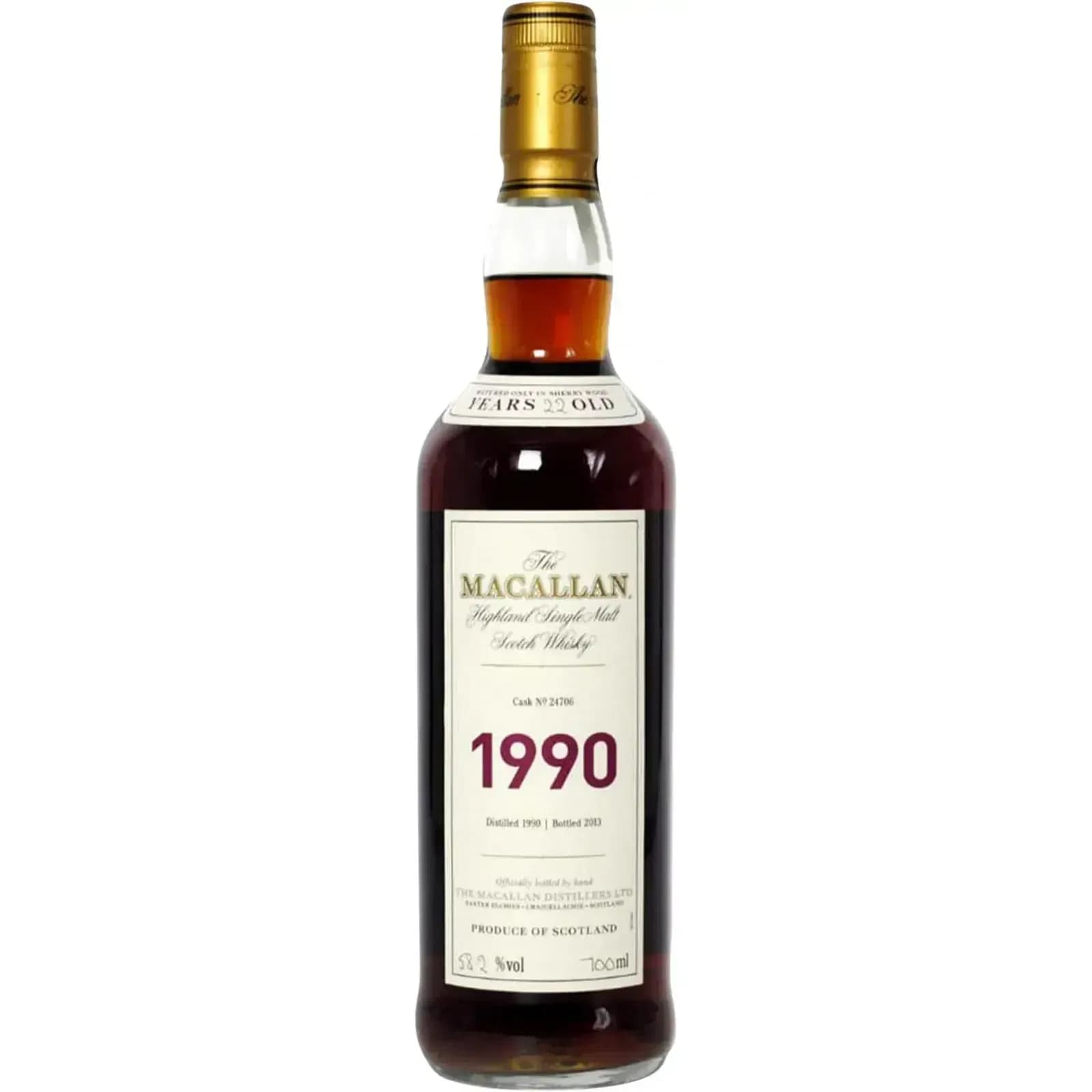Macallan 22 Years Old 1990 Fine & Rare Cask Nr.24706