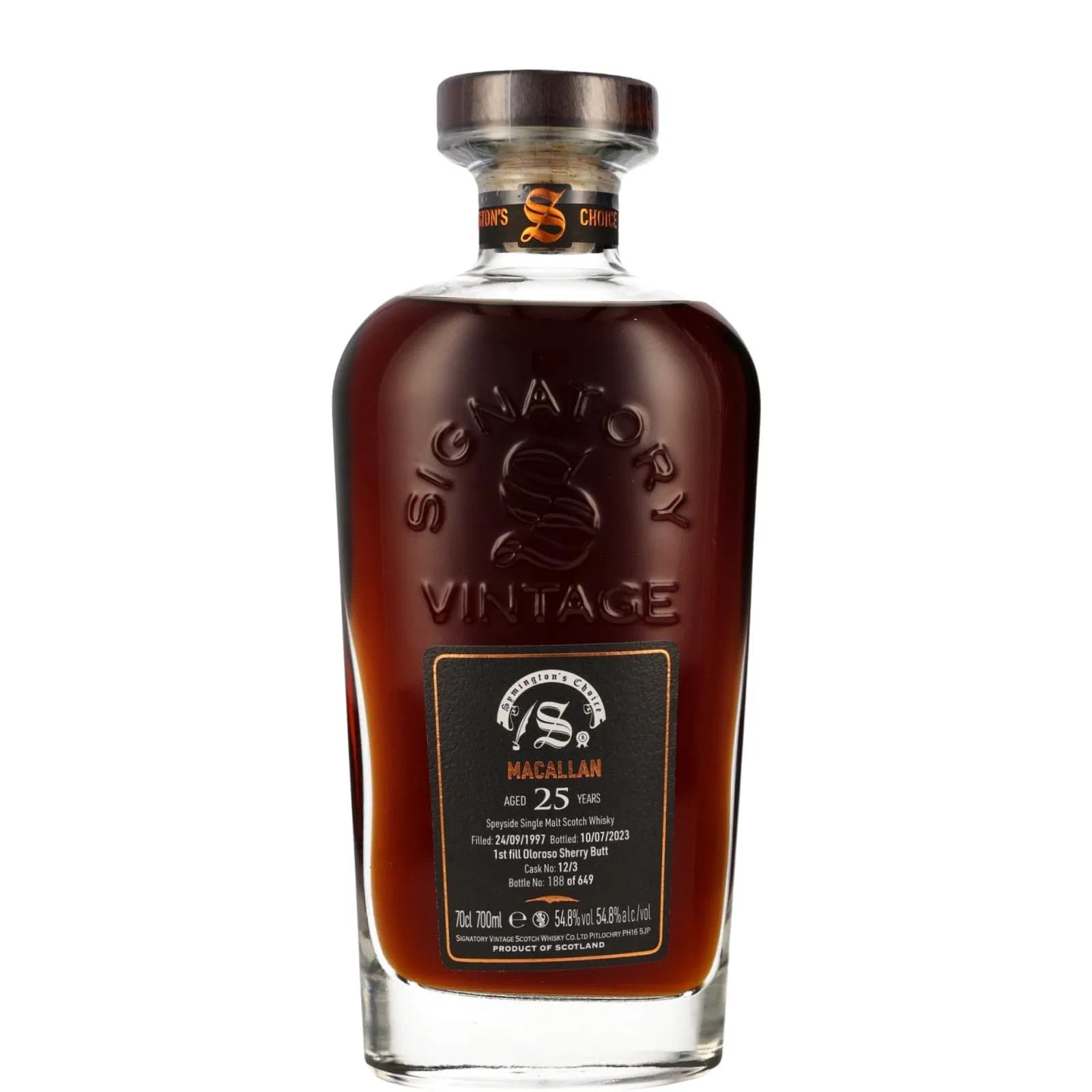 Macallan 25 Years Old 1997 Symington's Choice Signatory Vintage 12/3