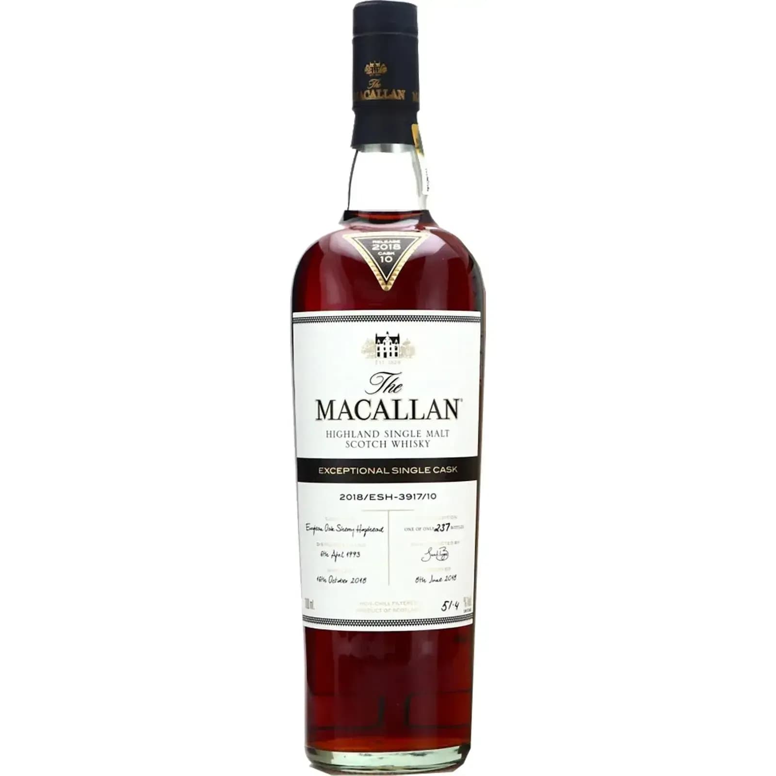 Macallan 25 Years Old 2018Esh 391710 Exceptional Single Cask Nr.3917/10