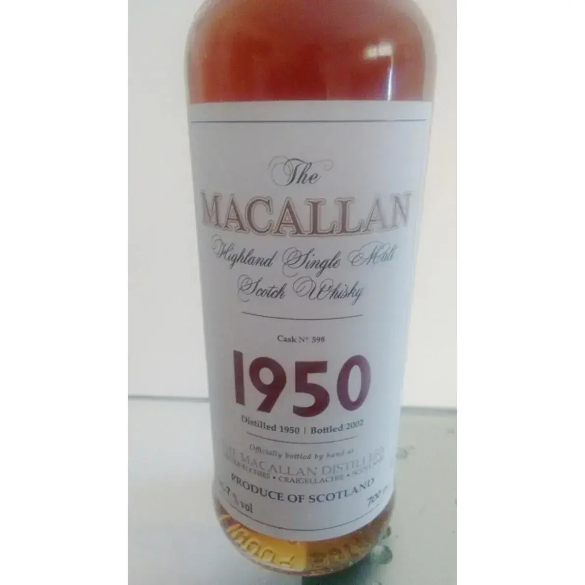 Macallan 52 Years Old 1950 Fine & Rare Cask Nr.598