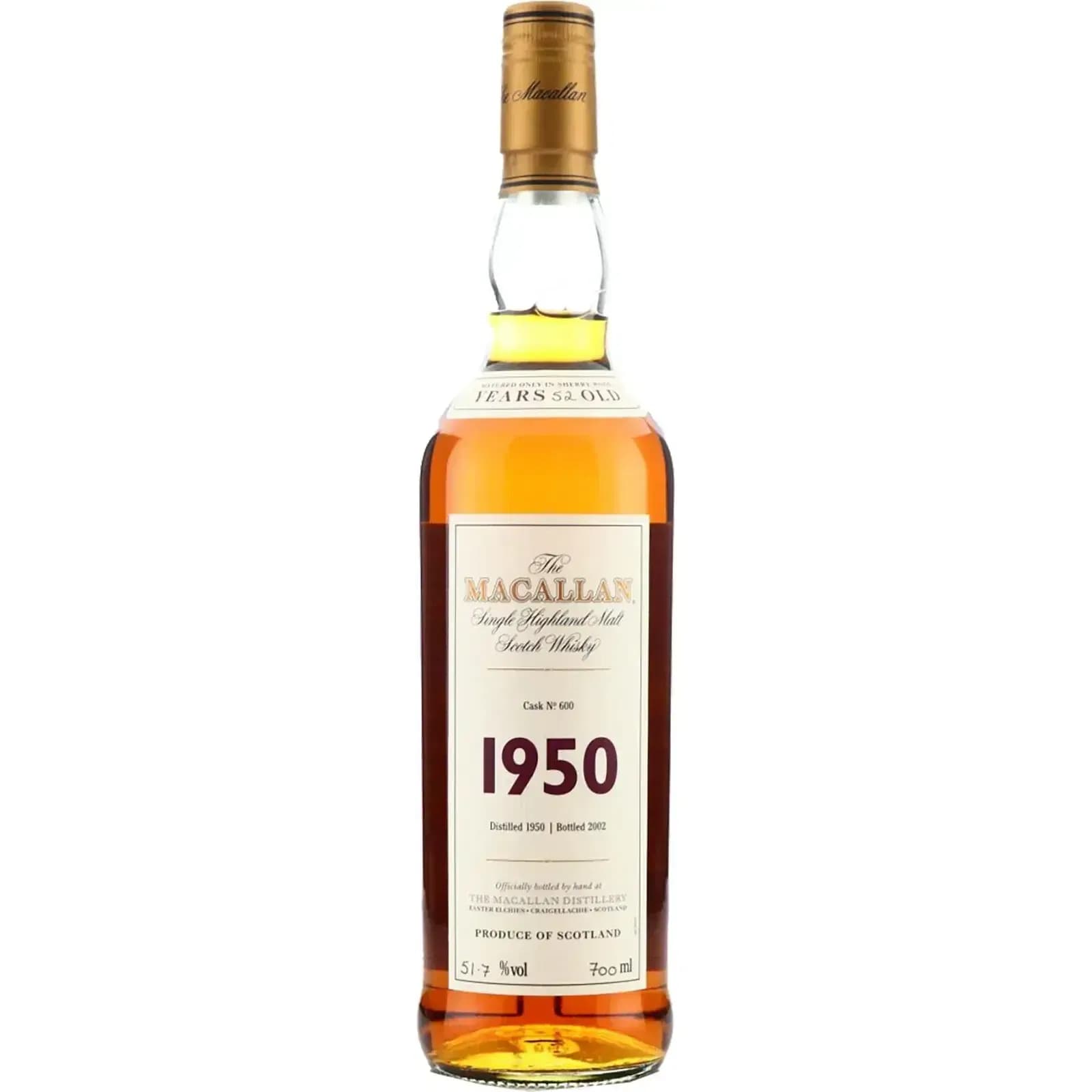Macallan 52 Years Old 1950 Fine & Rare Cask Nr.600