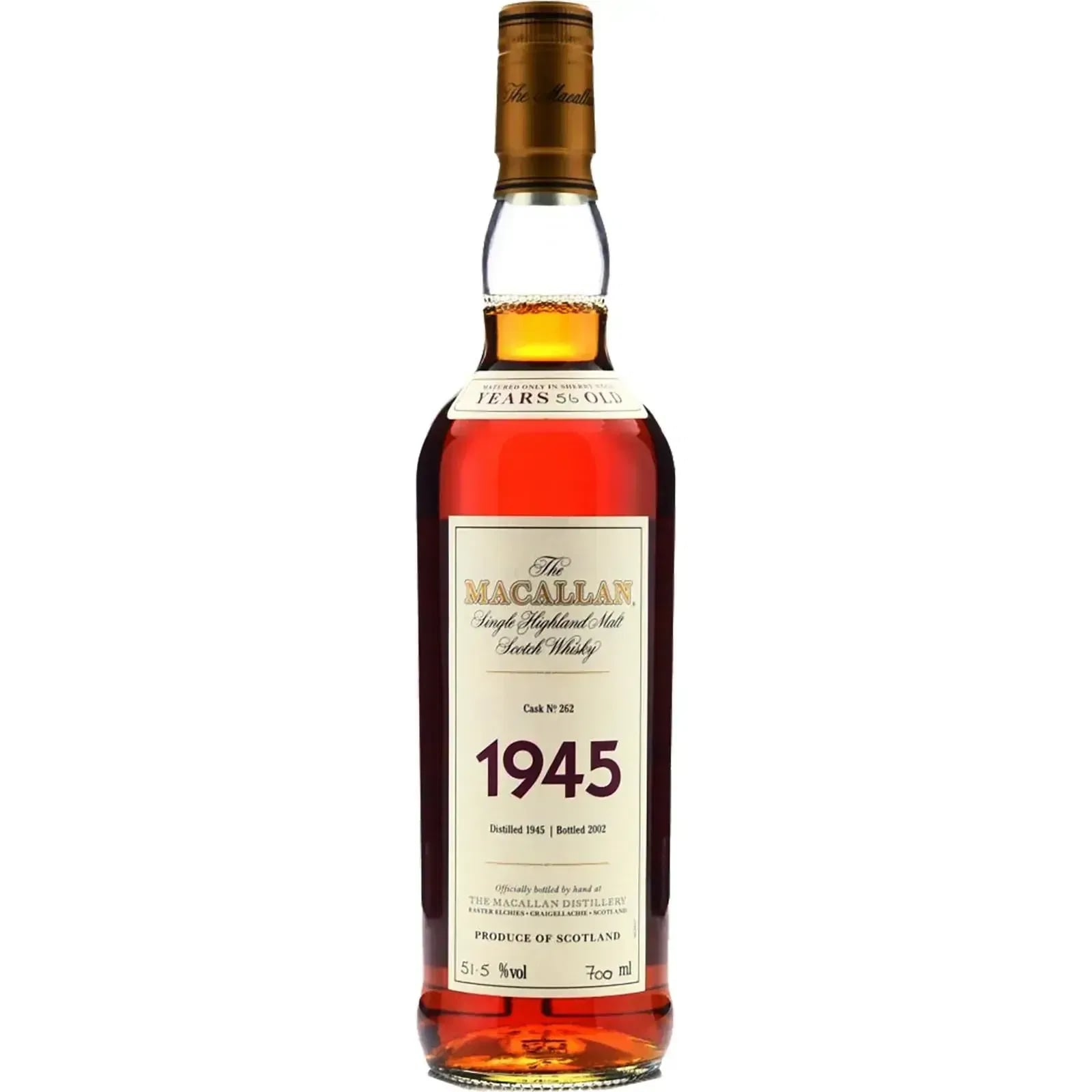 Macallan 56 Years Old 1945 Fine & Rare Cask Nr.262