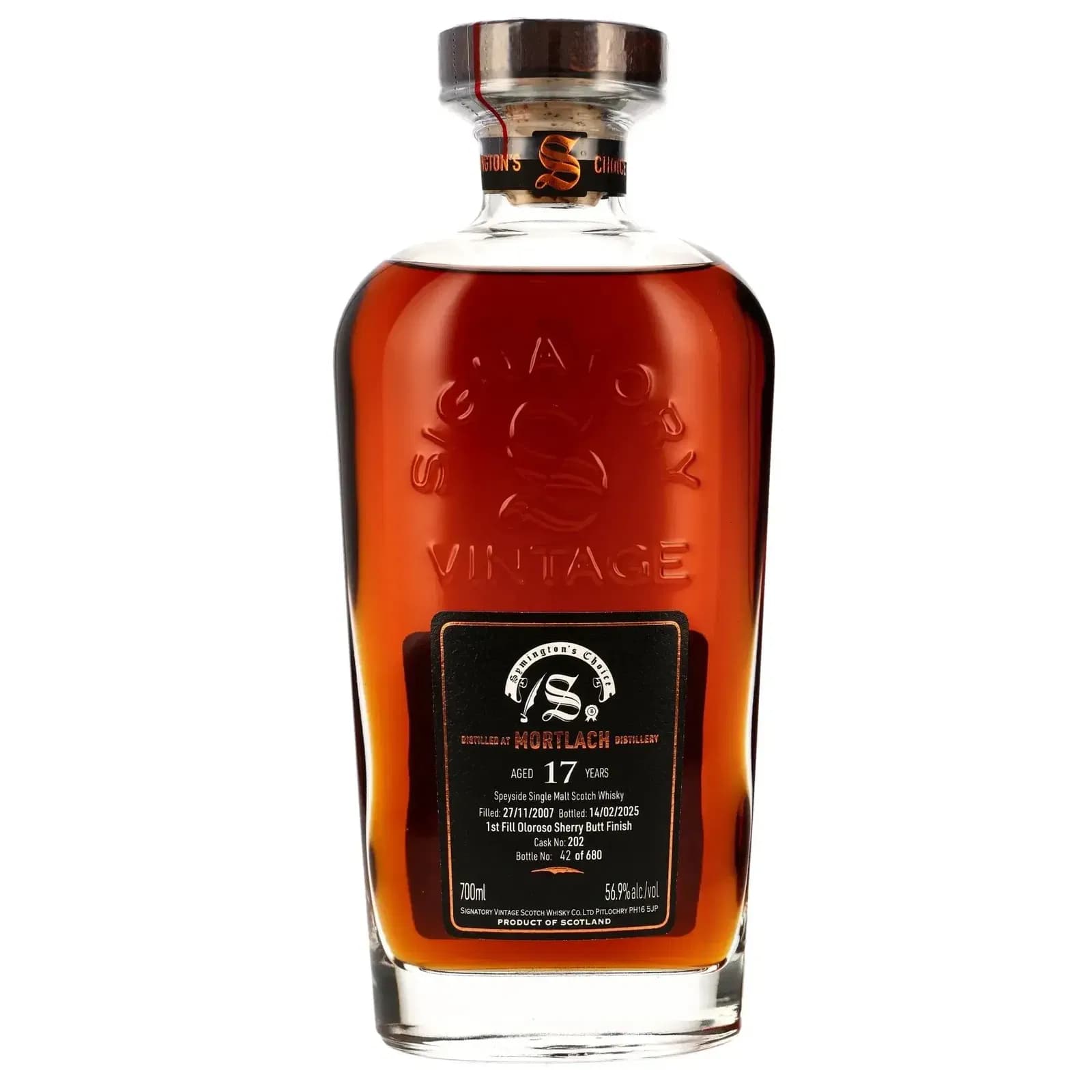Mortlach 17 Years Old 2007 Cask Strength Collection Symington’s Choice Signatory Vintage 202