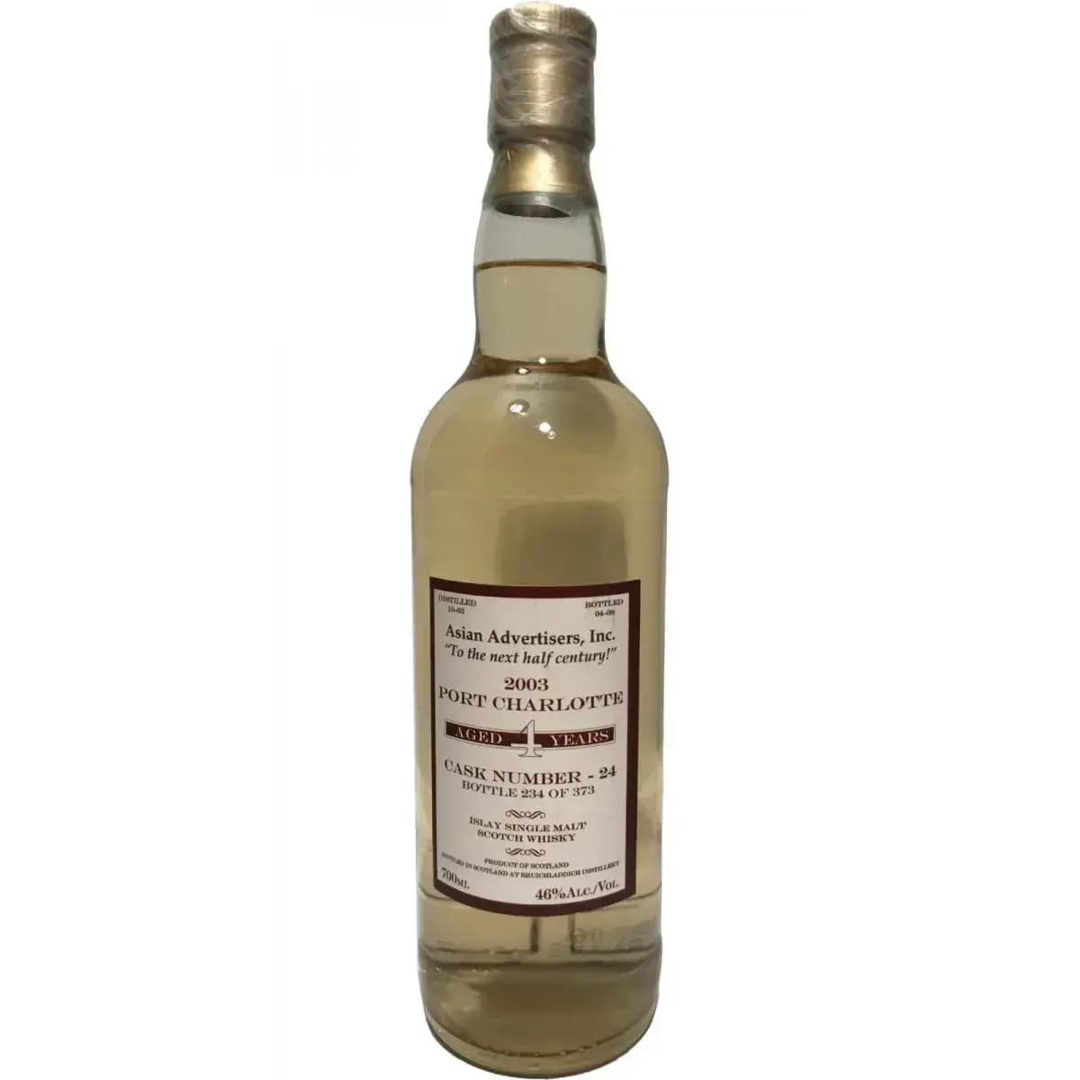 Port Charlotte 4 Years Old 2003 Asian Advertisers, Inc Cask Nr.24