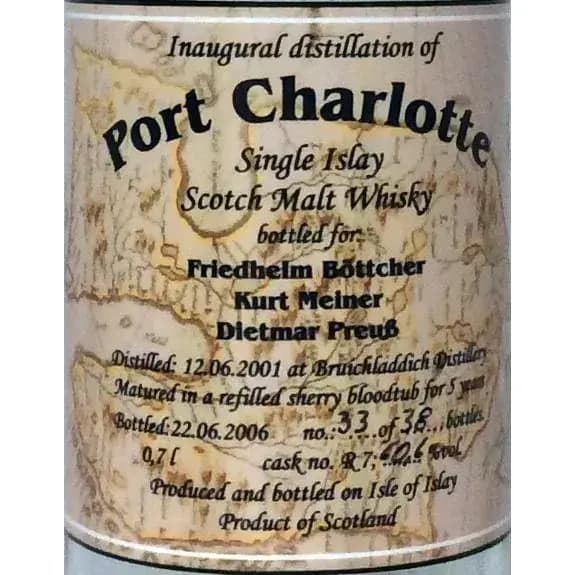 Port Charlotte 5 Years Old 2001 Cask No R 7 Cask Nr.R 7