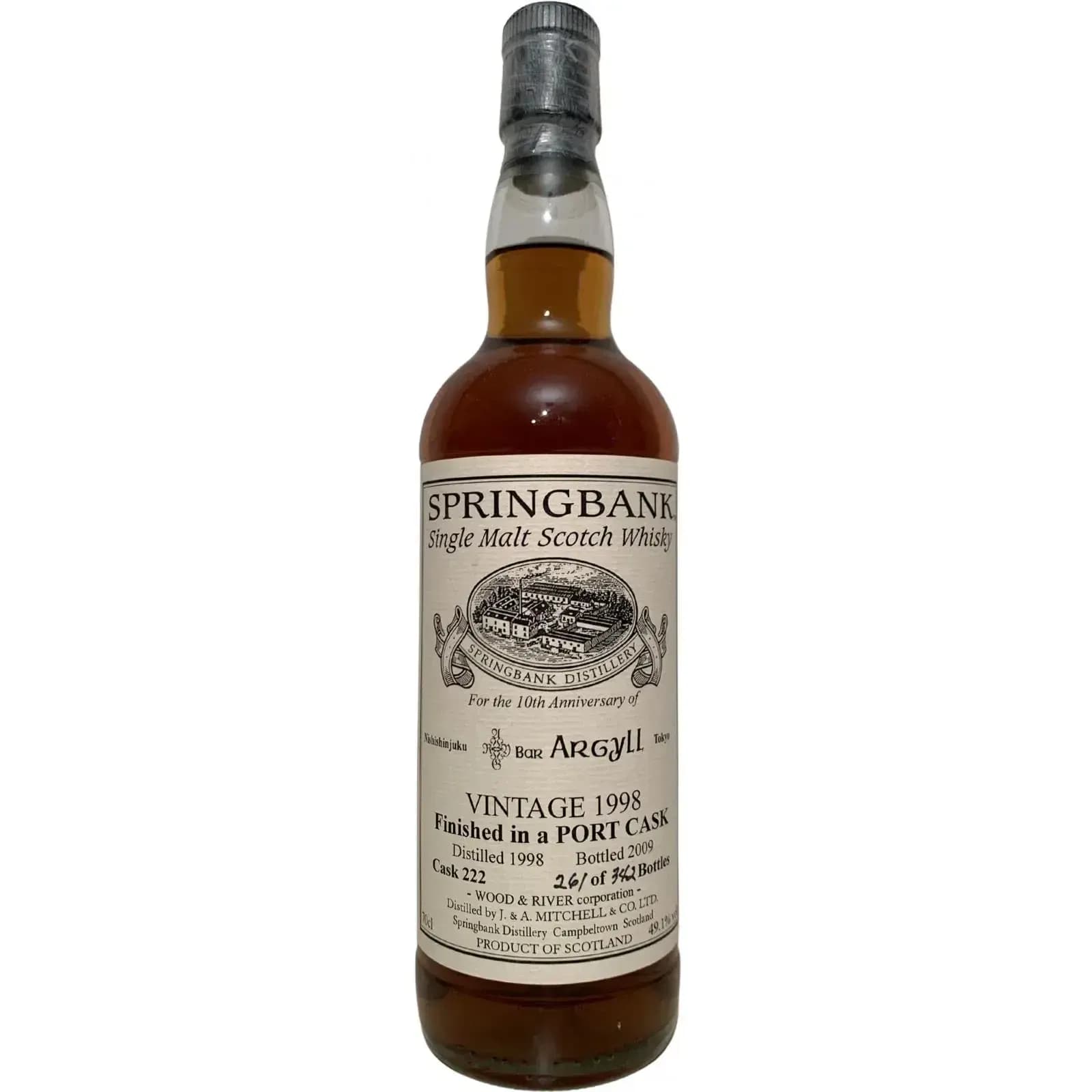 Springbank 10 Years Old 1998 Private Bottling Nishishinjuku Bar 10. Anniversary Cask Nr.222