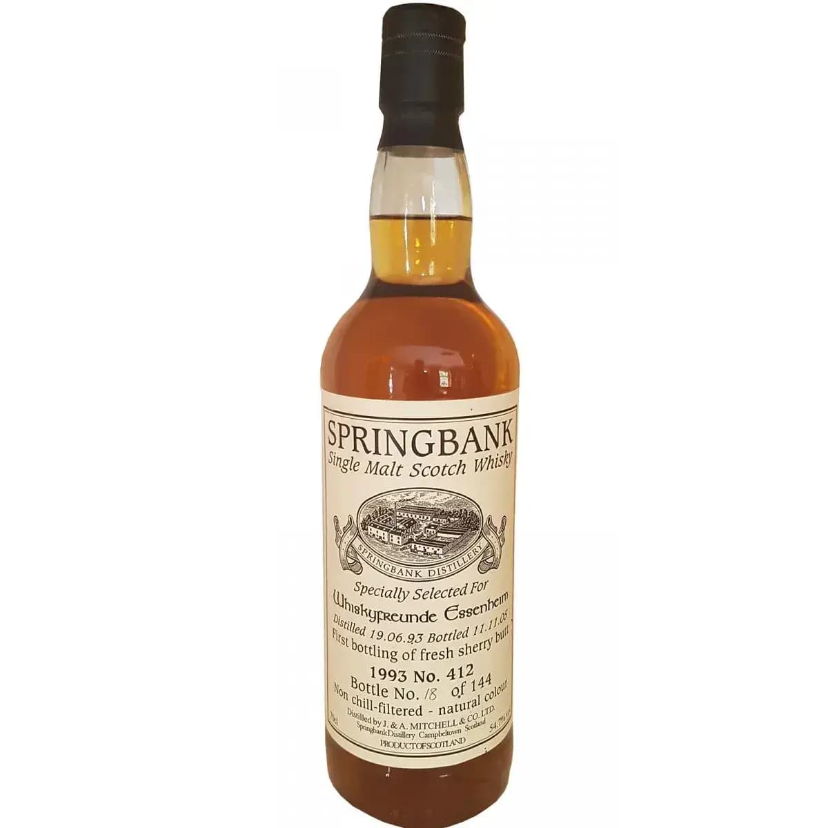Springbank 12 Years Old 1993 Private Bottling Whiskyfreunde Essenheim Cask Nr.412