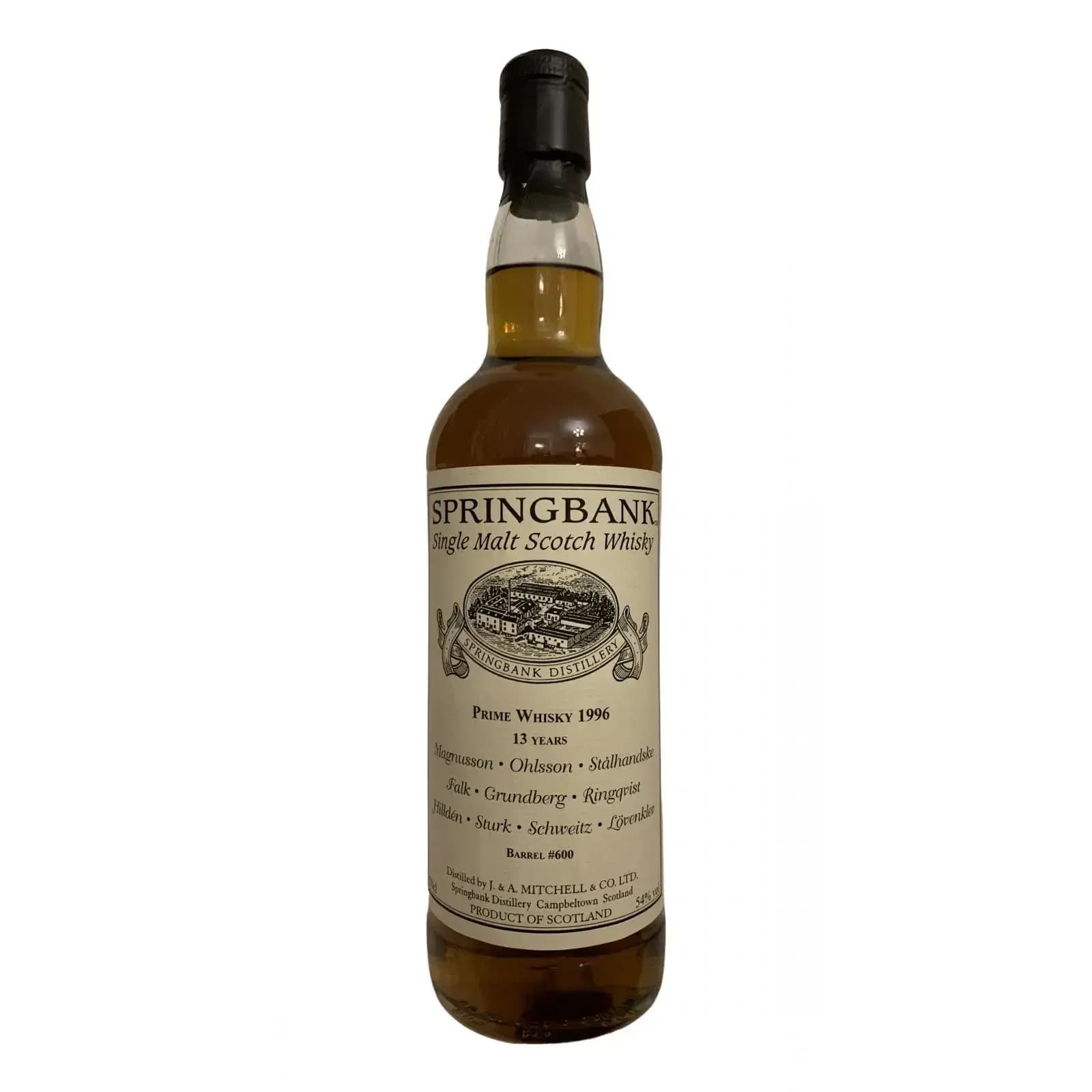 Springbank 13 Years Old 1996 Private Bottling For Magnusson, Ohlsson, Stallhandske, Falk, Grundberg, Ringqvist Cask Nr.600