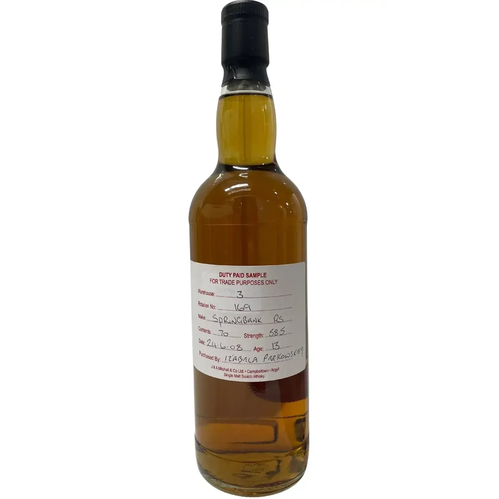 Springbank 13 Years Old 2008 Rotation 169
