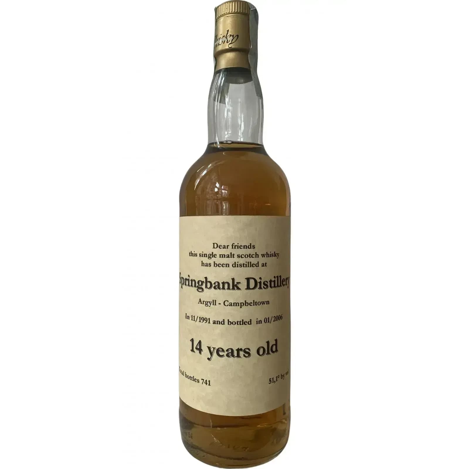 Springbank 14 Years Old 1991 Dear Friends