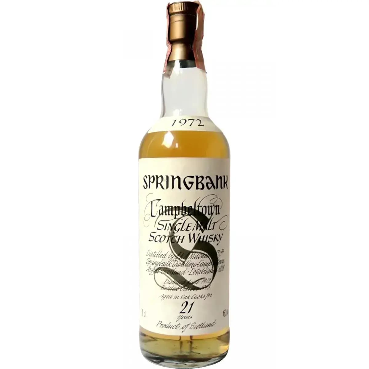 Springbank 21 Years Old 1972 White Label Big Golden S