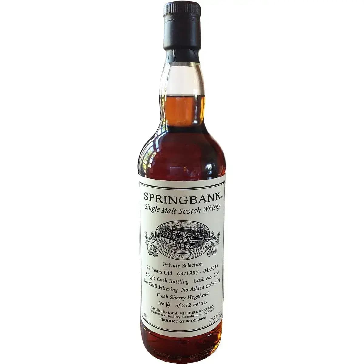 Springbank 21 Years Old 1997 Private Selection Cask Nr.294
