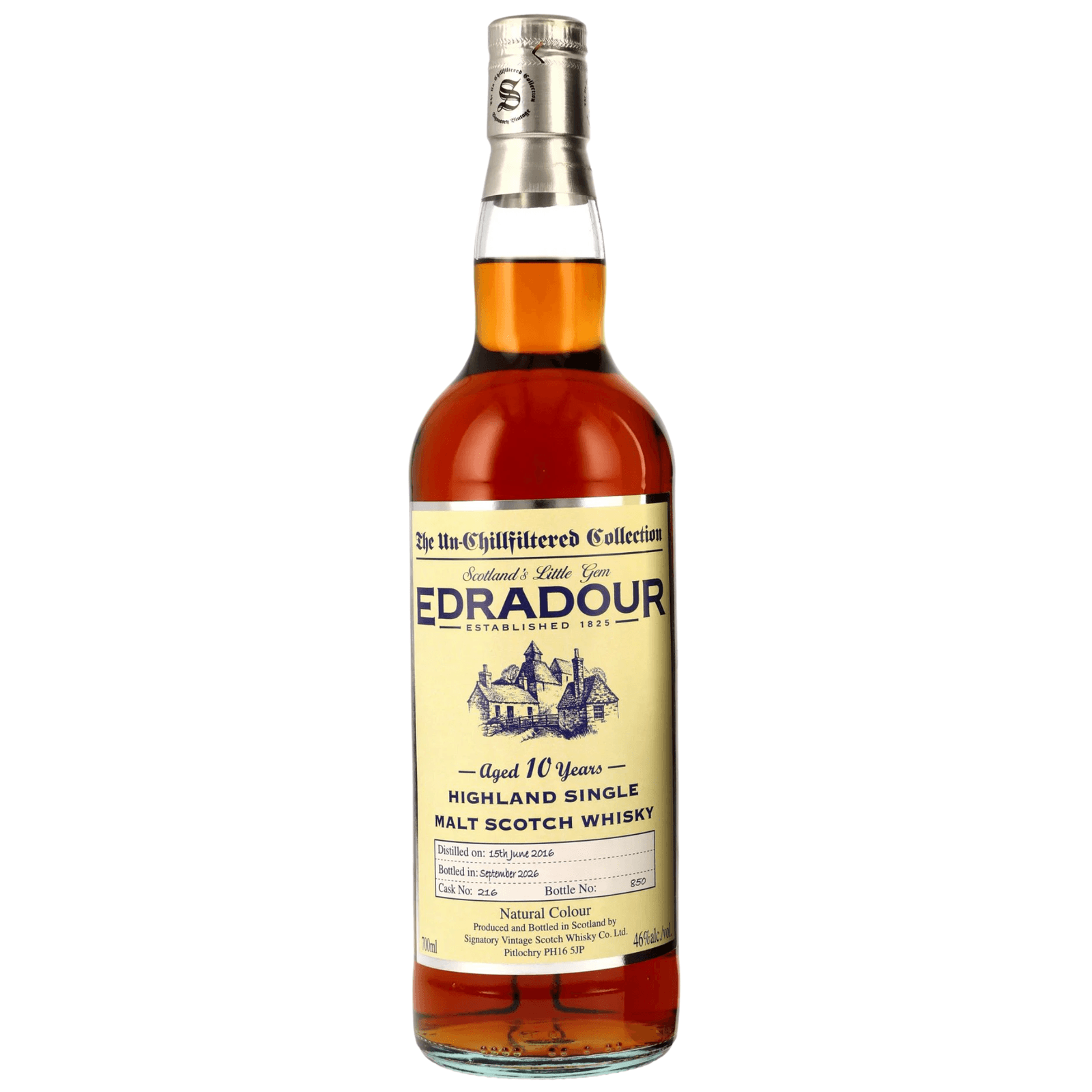 Edradour 10 Years Old 2016 Unchillfiltered Collection Signatory Vintage Cask Nr.216