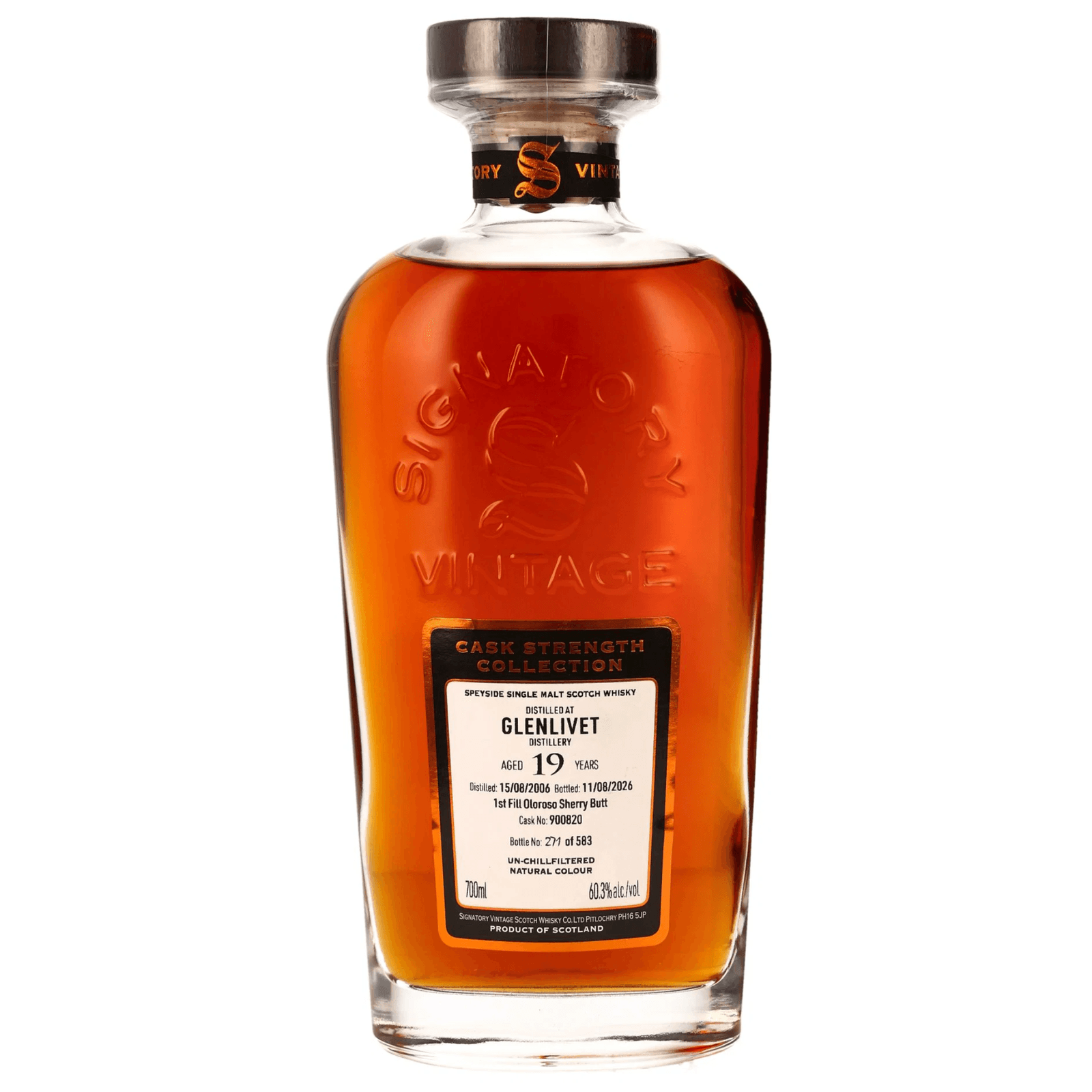 Glenlivet 19 Years Old 2006 Cask Strength Signatory Vintage Cask Nr.900820