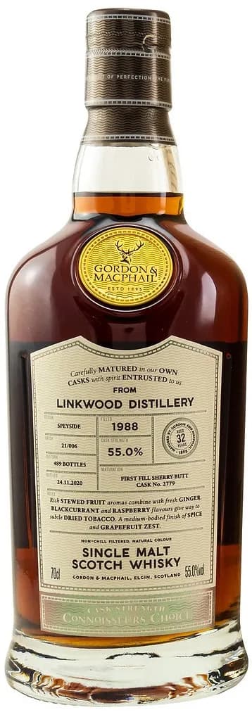 Linkwood 32 Years Old 1988 Connoisseurs Choice Cask Strength
Gordon & MacPhail 2779