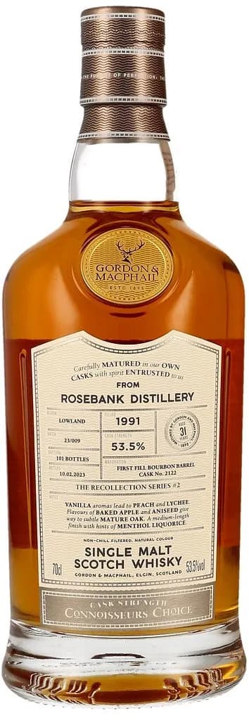 Rosebank 31 Years Old 1991 Connoisseurs Choice Cask Strength
Gordon & MacPhail 2122