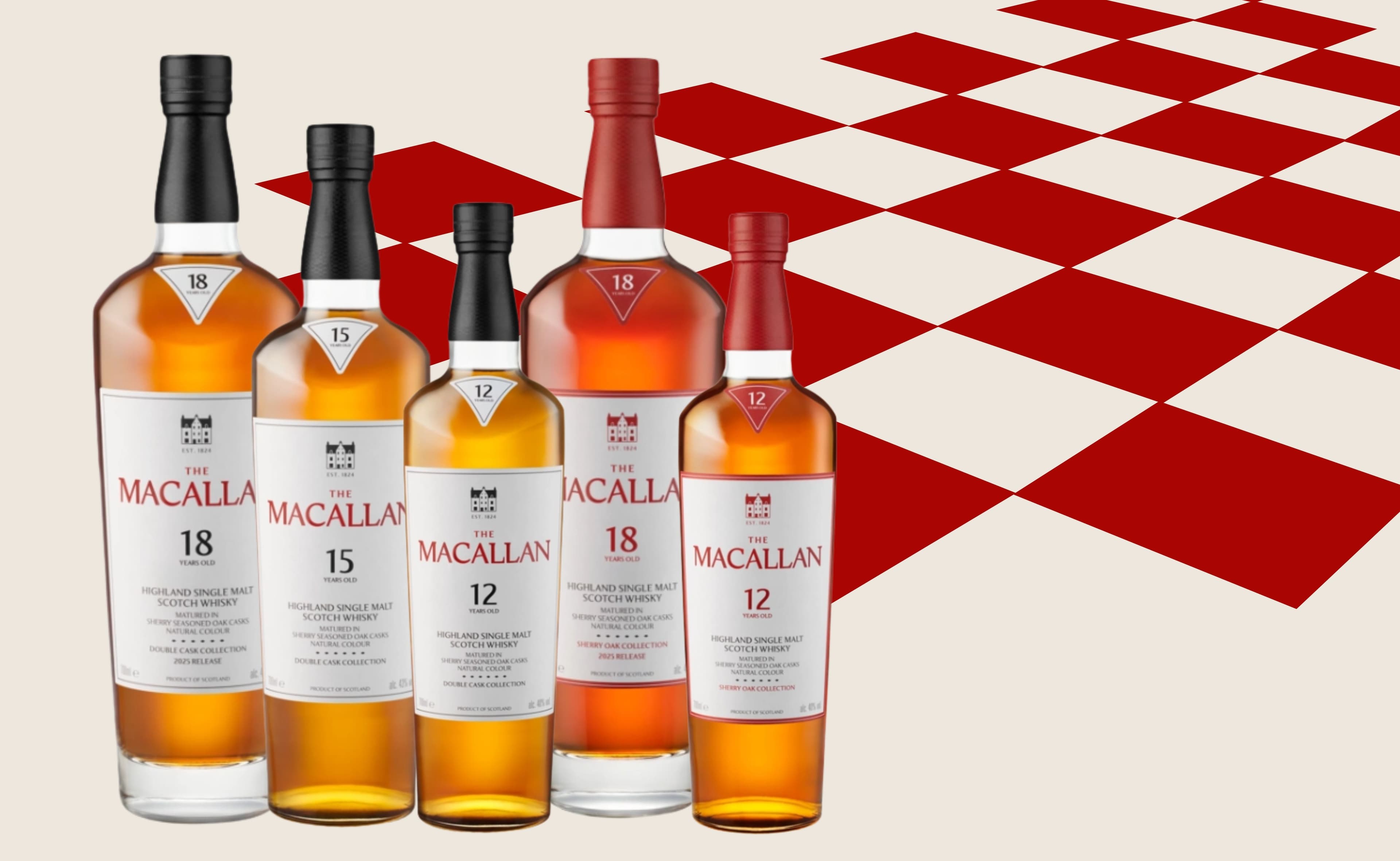 Nouveau design Macallan 2025 : Macallan 18 ans d'âge Sherry Oak 2025 Release, 15 ans d'âge et 12 ans d'âge Double Cask