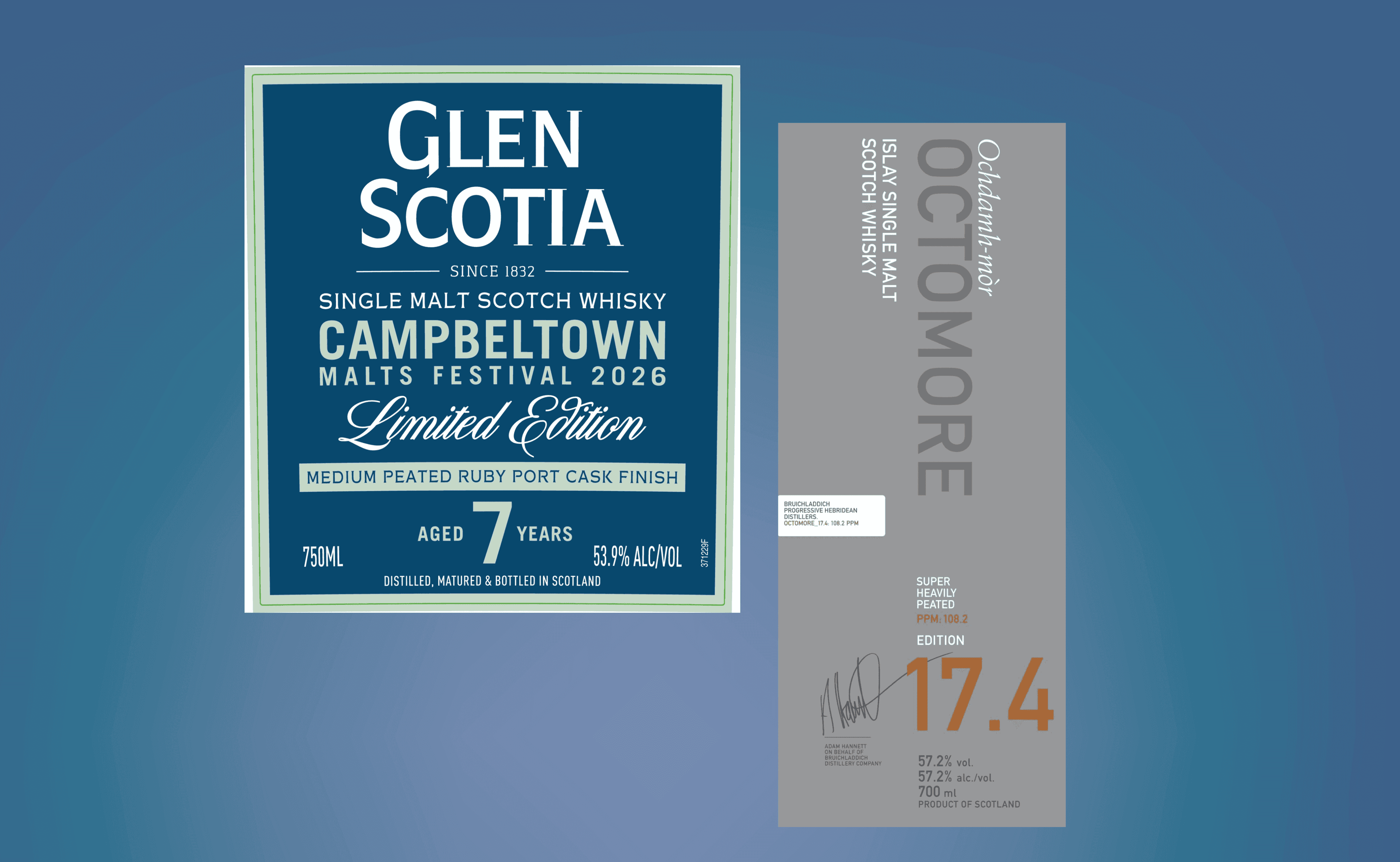 Octomore 17.4 (108.2 ppm) und Glen Scotia 7-Jahre Festival Editions - 2026 Veröffentlichungen